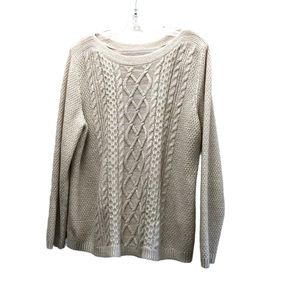 Croft & Barrow Women's Size XXL Cream Long Sleeve Crew Neck Cable Knit Sweater
